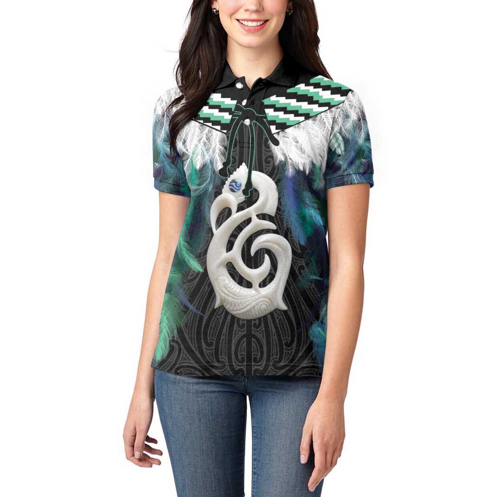 Aotearoa Korowai Motif Women Polo Shirt Hei Manaia Poutama Maori Pattern