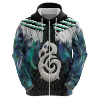 Aotearoa Korowai Motif Zip Hoodie Hei Manaia Poutama Maori Pattern LT14 - Polynesian Pride