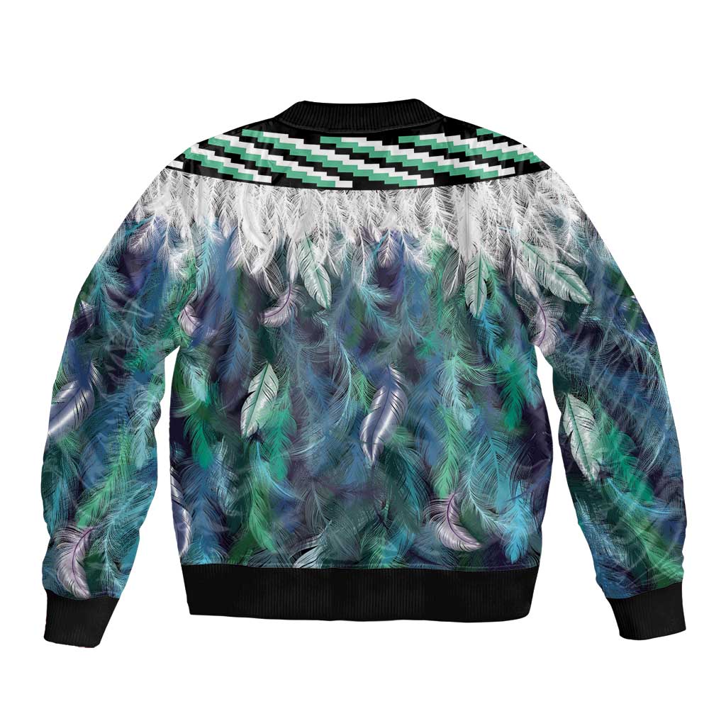 Aotearoa Korowai Motif Bomber Jacket Maori Wheku Poutama
