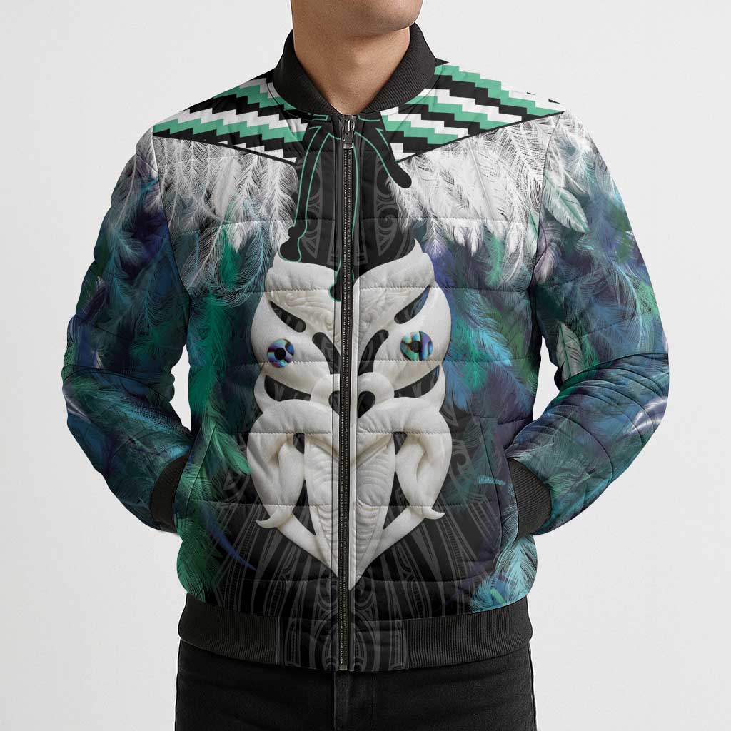Aotearoa Korowai Motif Bomber Puffer Jacket Maori Wheku Poutama - Polynesian Pride