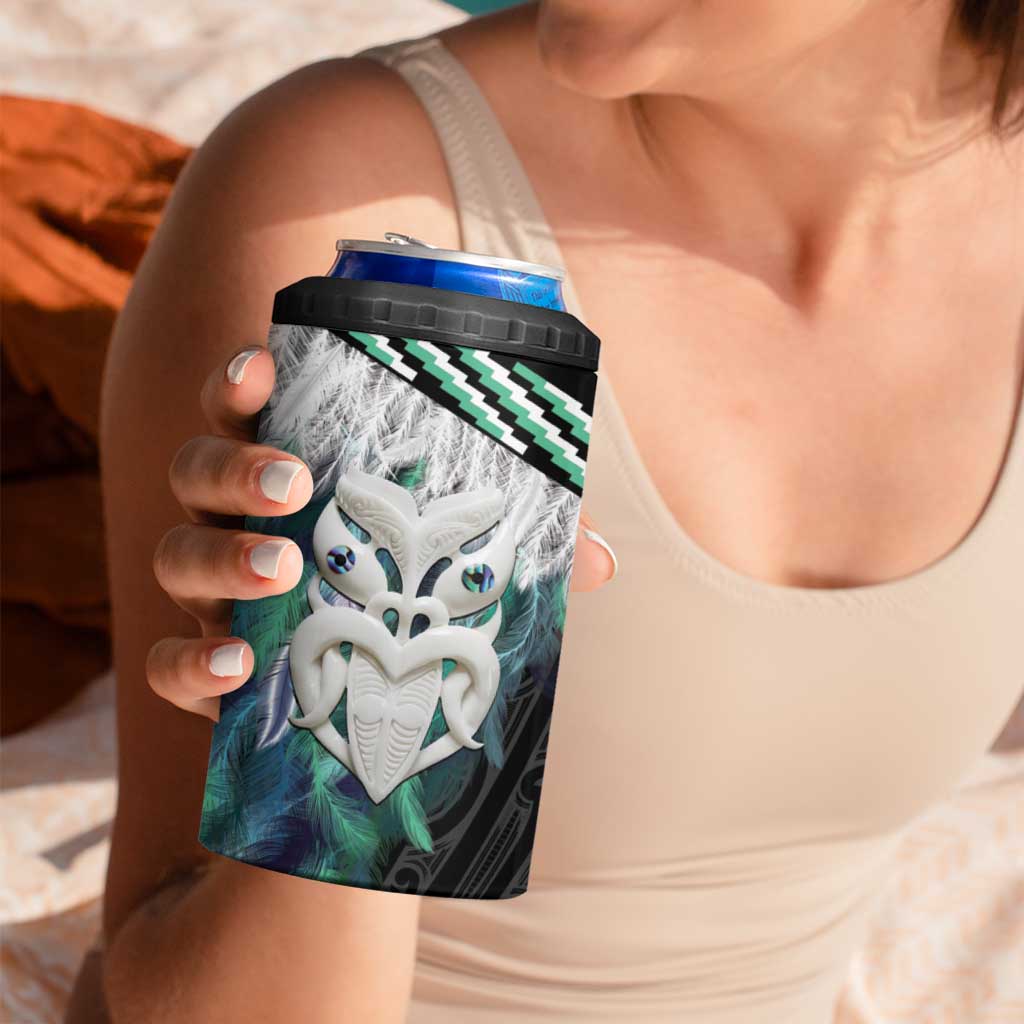 Aotearoa Korowai Motif 4 in 1 Can Cooler Tumbler Maori Wheku Poutama