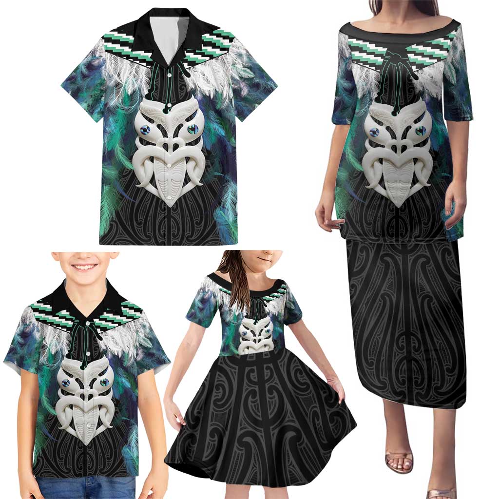 Aotearoa Korowai Motif Family Matching Puletasi and Hawaiian Shirt Maori Wheku Poutama LT14 - Polynesian Pride