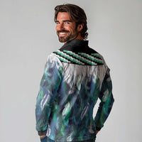 Aotearoa Korowai Motif Long Sleeve Polo Shirt Maori Wheku Poutama