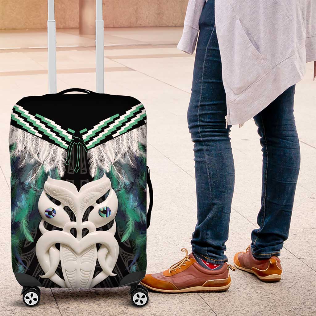 Aotearoa Korowai Motif Luggage Cover Maori Wheku Poutama LT14 Turquoise - Polynesian Pride