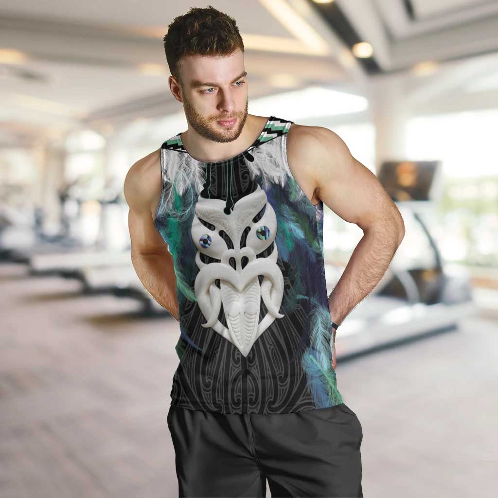 Aotearoa Korowai Motif Men Tank Top Maori Wheku Poutama