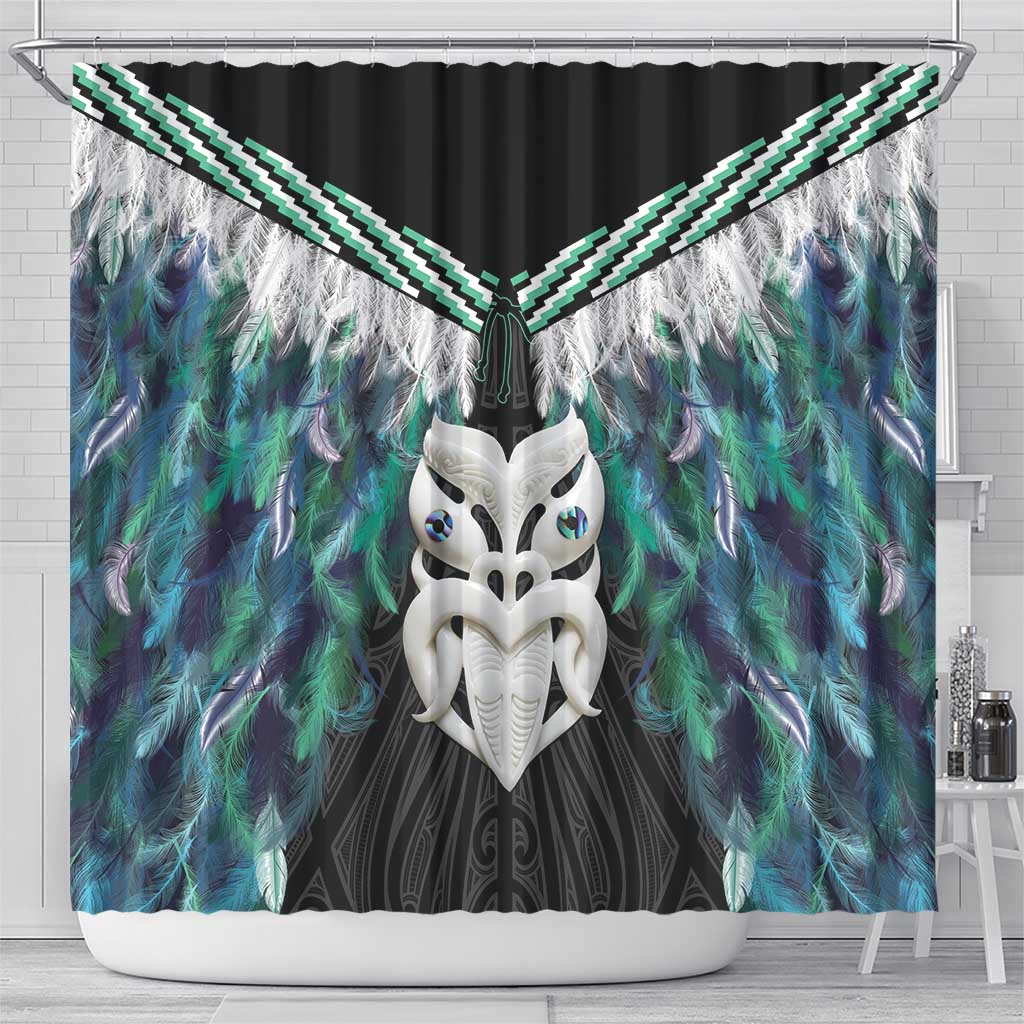 Aotearoa Korowai Motif Shower Curtain Maori Wheku Poutama