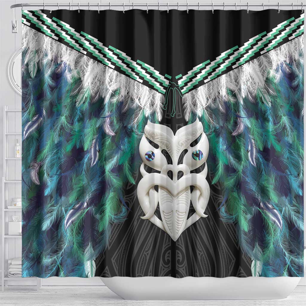 Aotearoa Korowai Motif Shower Curtain Maori Wheku Poutama