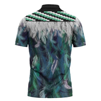Aotearoa Korowai Motif Zipper Polo Shirt Maori Wheku Poutama - Polynesian Pride