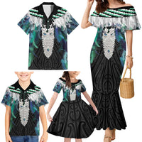 Aotearoa Korowai Motif Family Matching Mermaid Dress and Hawaiian Shirt Maori Tane Poutama LT14 - Polynesian Pride