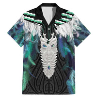 Aotearoa Korowai Motif Family Matching Mermaid Dress and Hawaiian Shirt Maori Tane Poutama LT14 Dad's Shirt - Short Sleeve Turquoise - Polynesian Pride