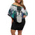 Aotearoa Korowai Motif Family Matching Off Shoulder Short Dress and Hawaiian Shirt Maori Tane Poutama