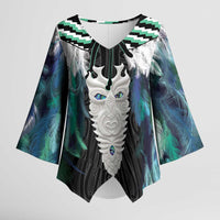 Aotearoa Korowai Motif Kimono Sleeve Blouse Maori Tane Poutama - Polynesian Pride