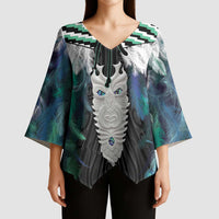 Aotearoa Korowai Motif Kimono Sleeve Blouse Maori Tane Poutama - Polynesian Pride