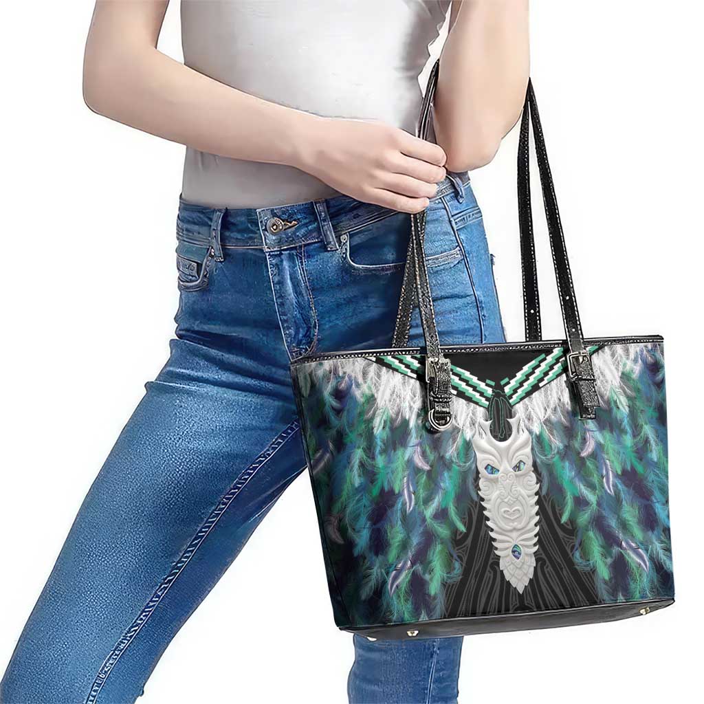 Aotearoa Korowai Motif Leather Tote Bag Maori Tane Poutama LT14 - Polynesian Pride