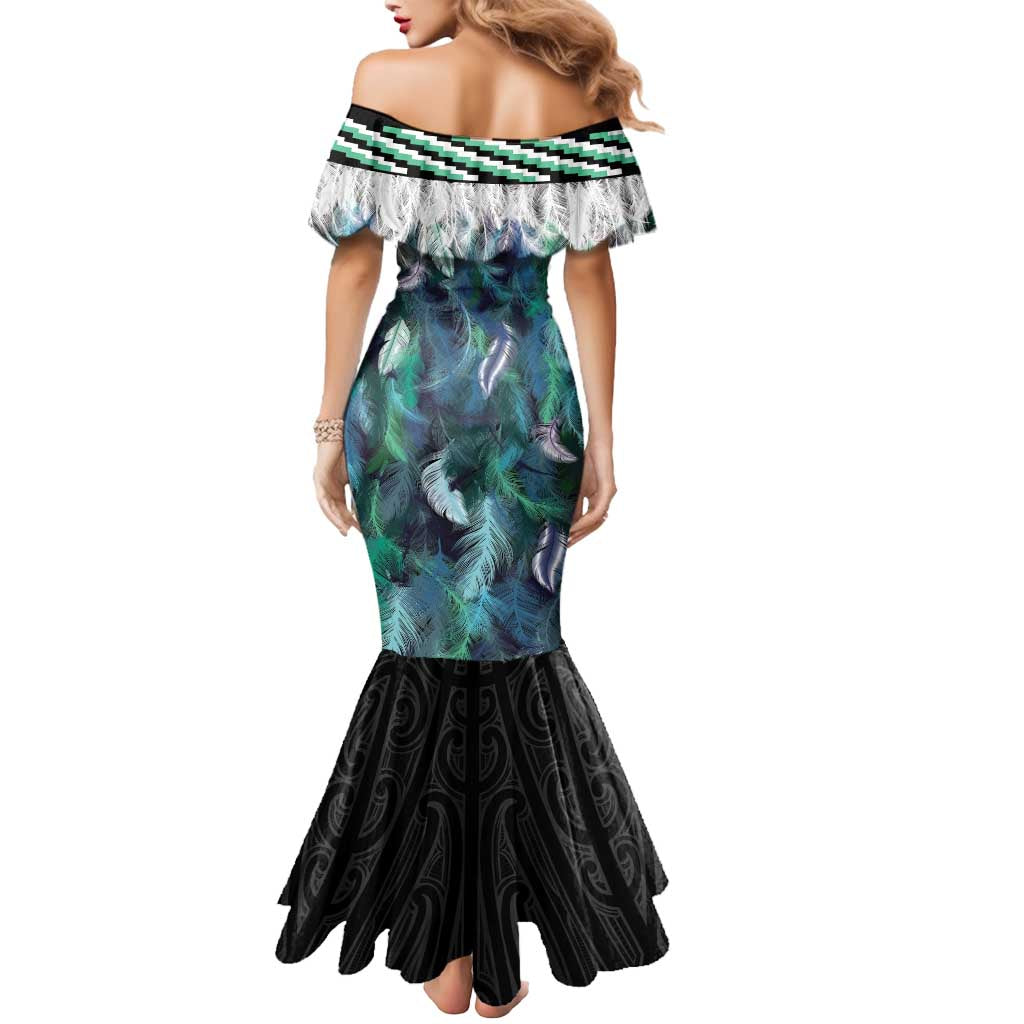 Aotearoa Korowai Motif Mermaid Dress Maori Tane Poutama