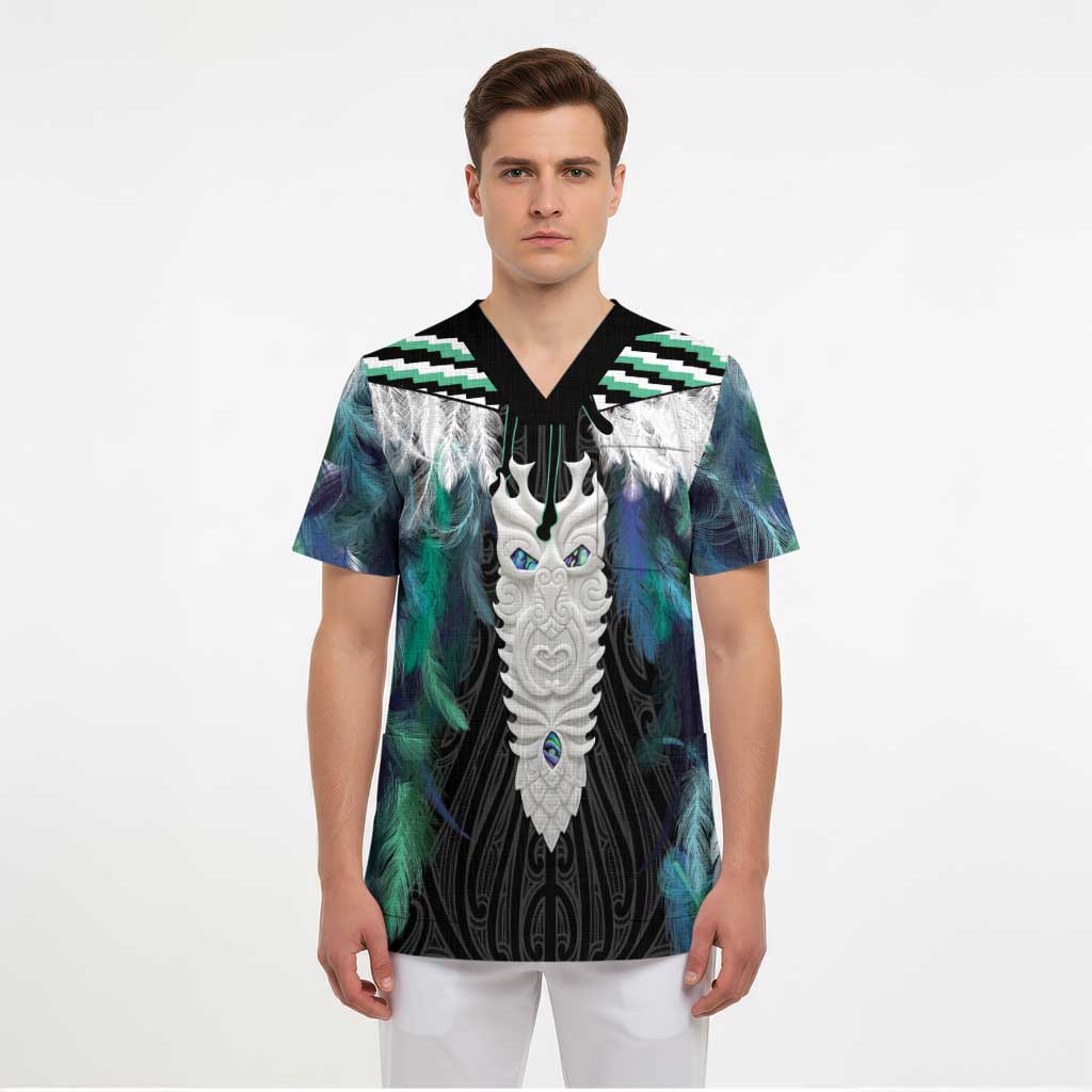 Aotearoa Korowai Motif Scrub Top Maori Tane Poutama - Polynesian Pride