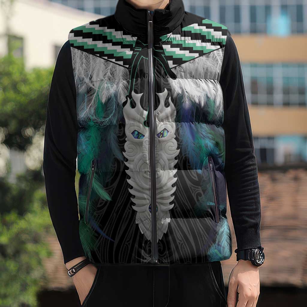 Aotearoa Korowai Motif Sleeveless Puffer Jacket Maori Tane Poutama - Polynesian Pride