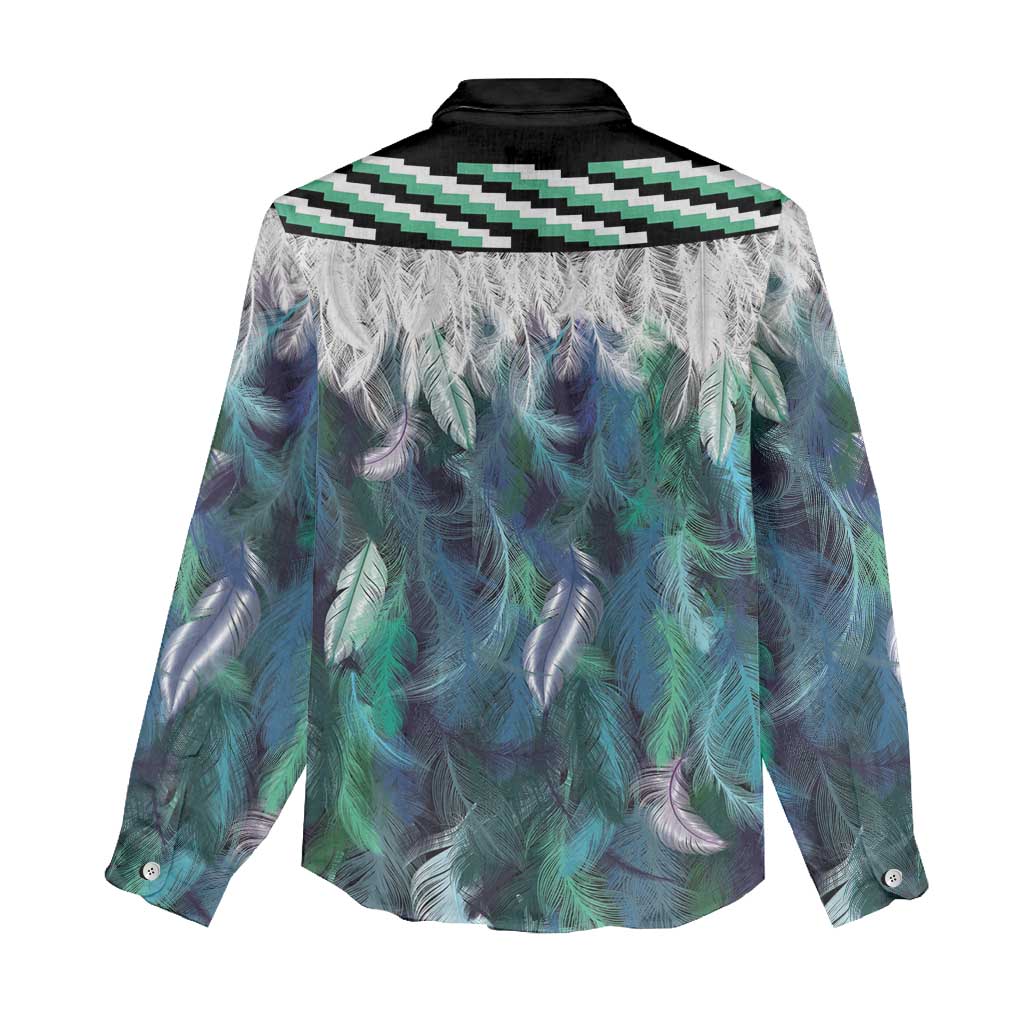 Aotearoa Korowai Motif Women Casual Shirt Maori Tane Poutama