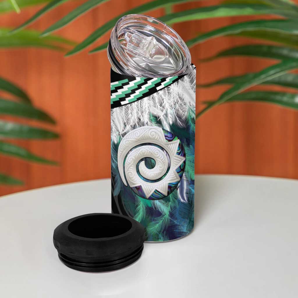 Aotearoa Korowai Motif 4 in 1 Can Cooler Tumbler Maori Koru Poutama