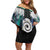 Aotearoa Korowai Motif Family Matching Off Shoulder Short Dress and Hawaiian Shirt Maori Koru Poutama