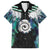 Aotearoa Korowai Motif Family Matching Short Sleeve Bodycon Dress and Hawaiian Shirt Maori Koru Poutama