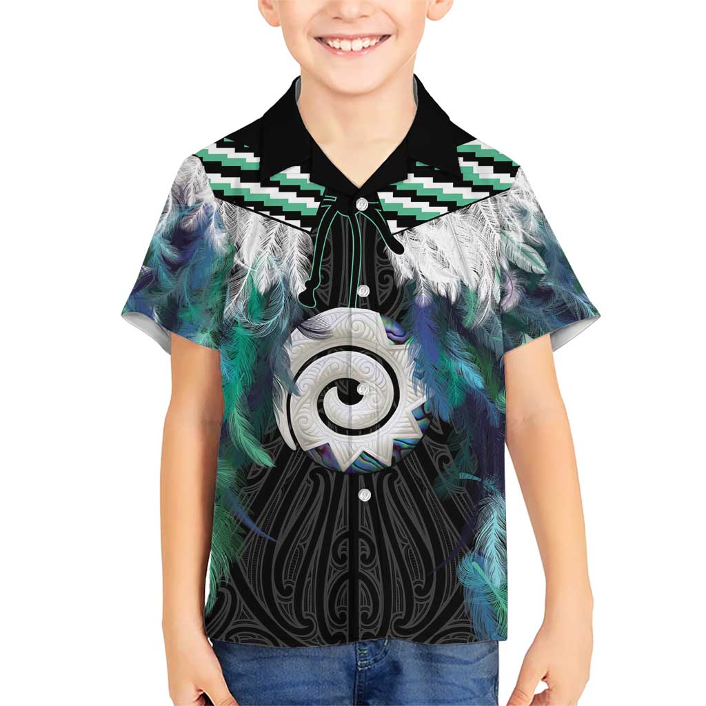 Aotearoa Korowai Motif Kid Hawaiian Shirt Maori Koru Poutama