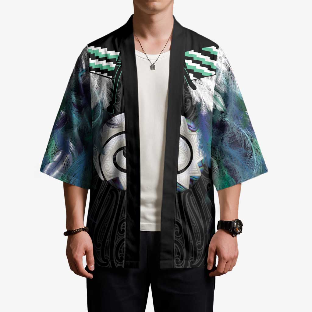 Aotearoa Korowai Motif Kimono Maori Koru Poutama - Polynesian Pride