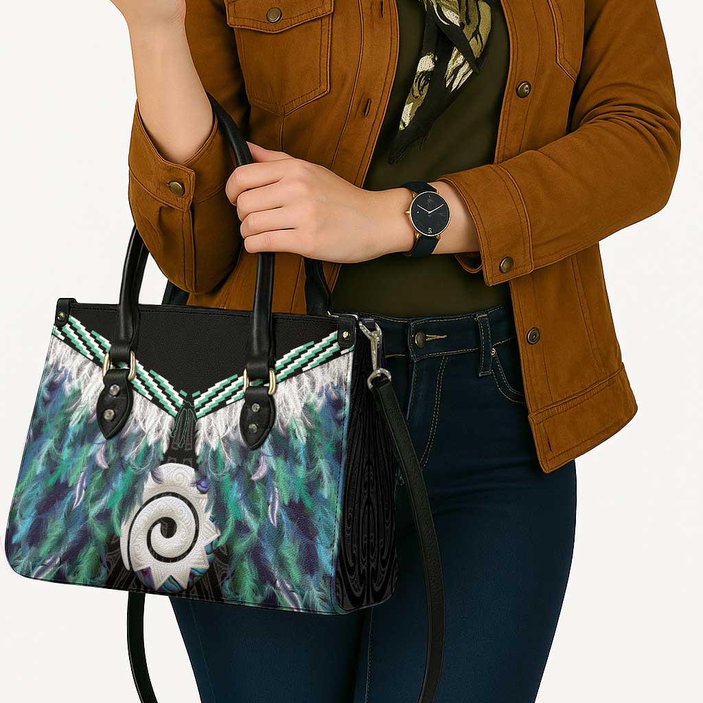 Aotearoa Korowai Motif Leather Bag Maori Koru Poutama - Polynesian Pride