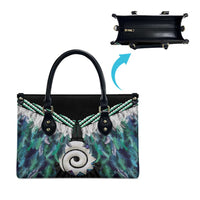 Aotearoa Korowai Motif Leather Bag Maori Koru Poutama - Polynesian Pride