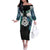 Aotearoa Korowai Motif Off The Shoulder Long Sleeve Dress Maori Koru Poutama