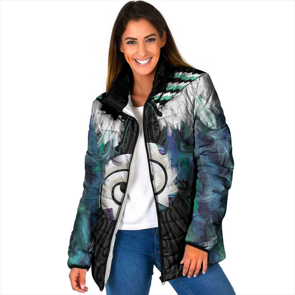 Aotearoa Korowai Motif Padded Jacket Maori Koru Poutama - Polynesian Pride
