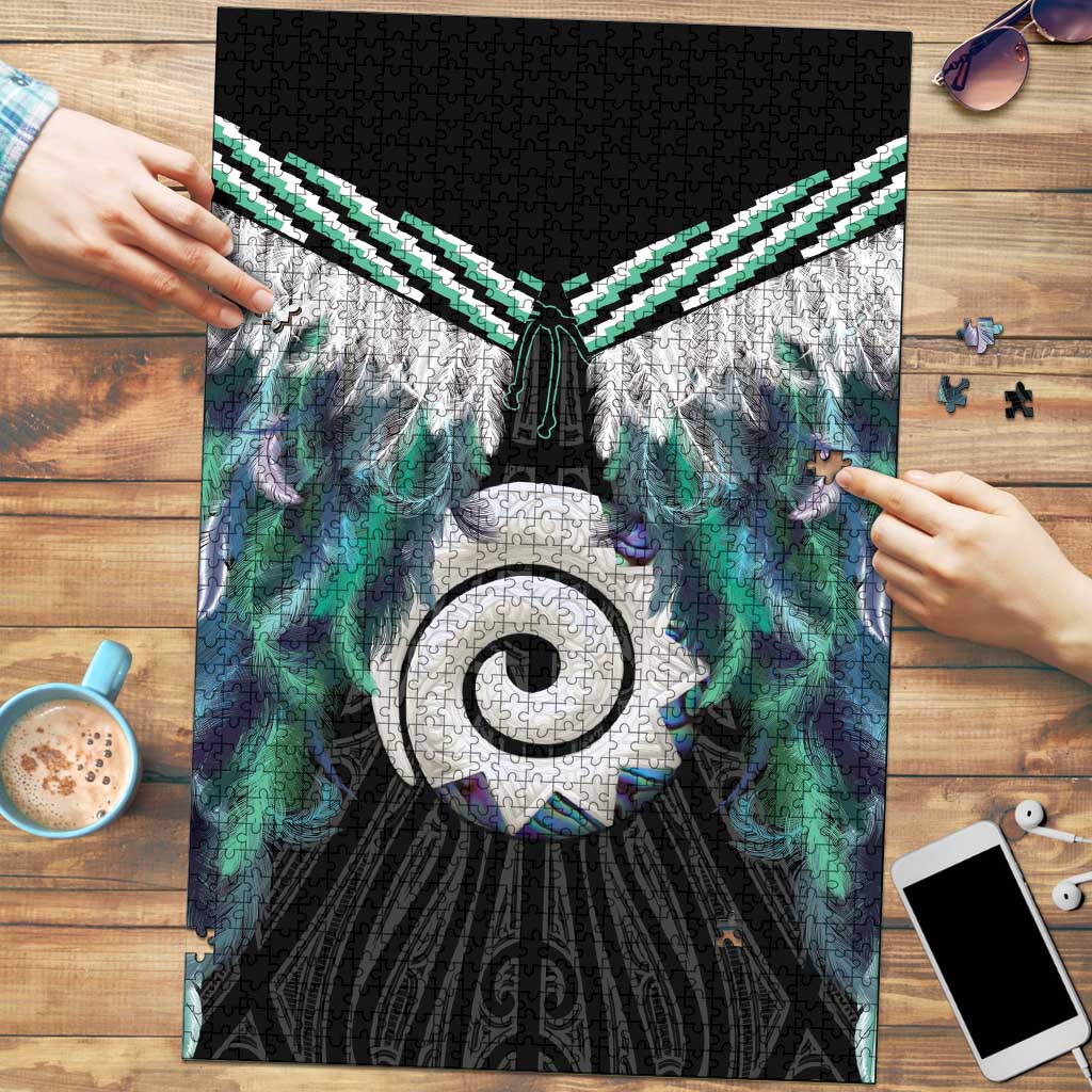 Aotearoa Korowai Motif Puzzle Maori Koru Poutama LT14 Turquoise - Polynesian Pride