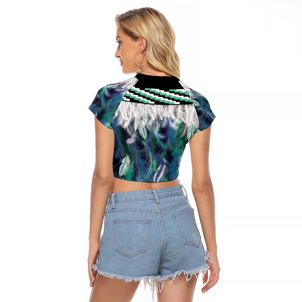 Aotearoa Korowai Motif Raglan Cropped T Shirt Maori Koru Poutama LT14 - Polynesian Pride