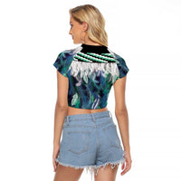Aotearoa Korowai Motif Raglan Cropped T Shirt Maori Koru Poutama LT14 - Polynesian Pride