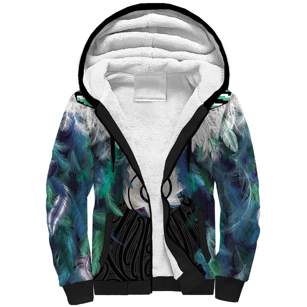 Aotearoa Korowai Motif Sherpa Hoodie Maori Koru Poutama