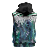 Aotearoa Korowai Motif Sleeveless Zip Hoodie Maori Koru Poutama - Polynesian Pride