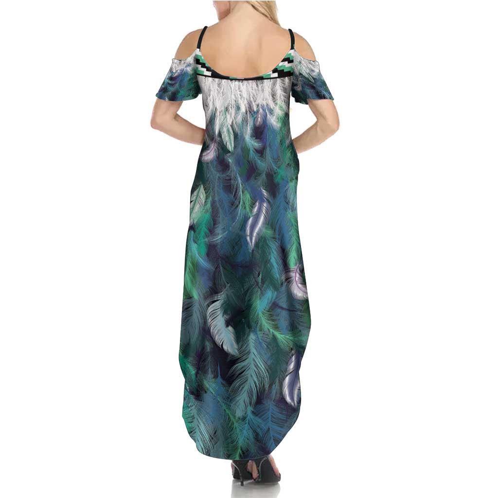 Aotearoa Korowai Motif Summer Maxi Dress Maori Koru Poutama