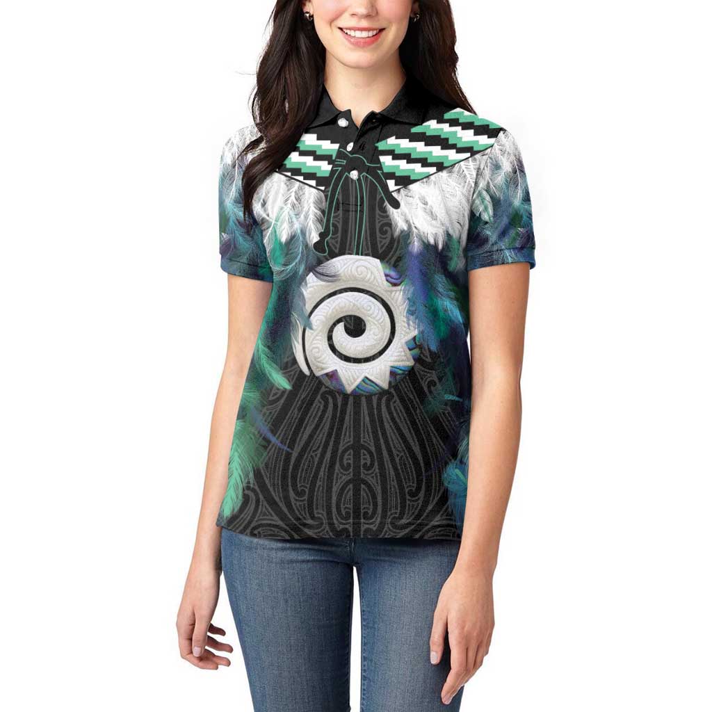 Aotearoa Korowai Motif Women Polo Shirt Maori Koru Poutama