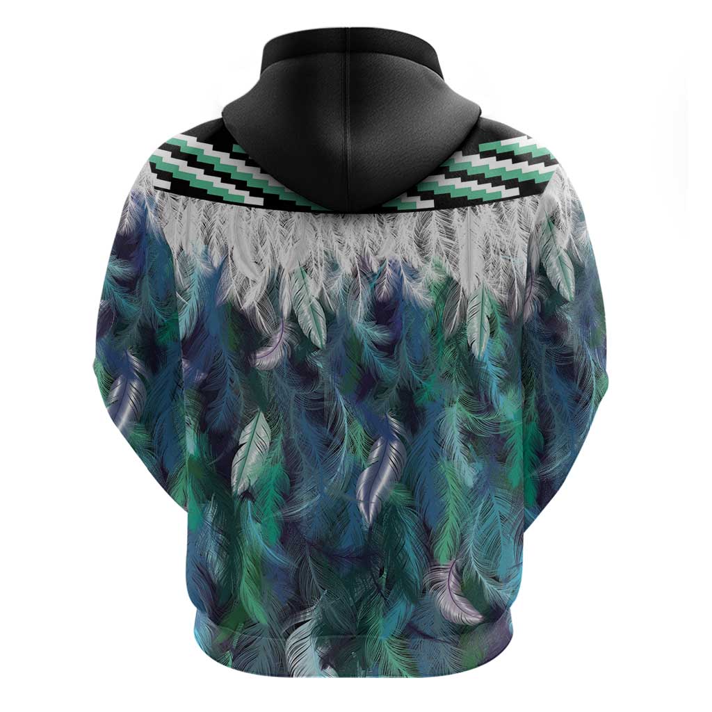 Aotearoa Korowai Motif Zip Hoodie Maori Koru Poutama