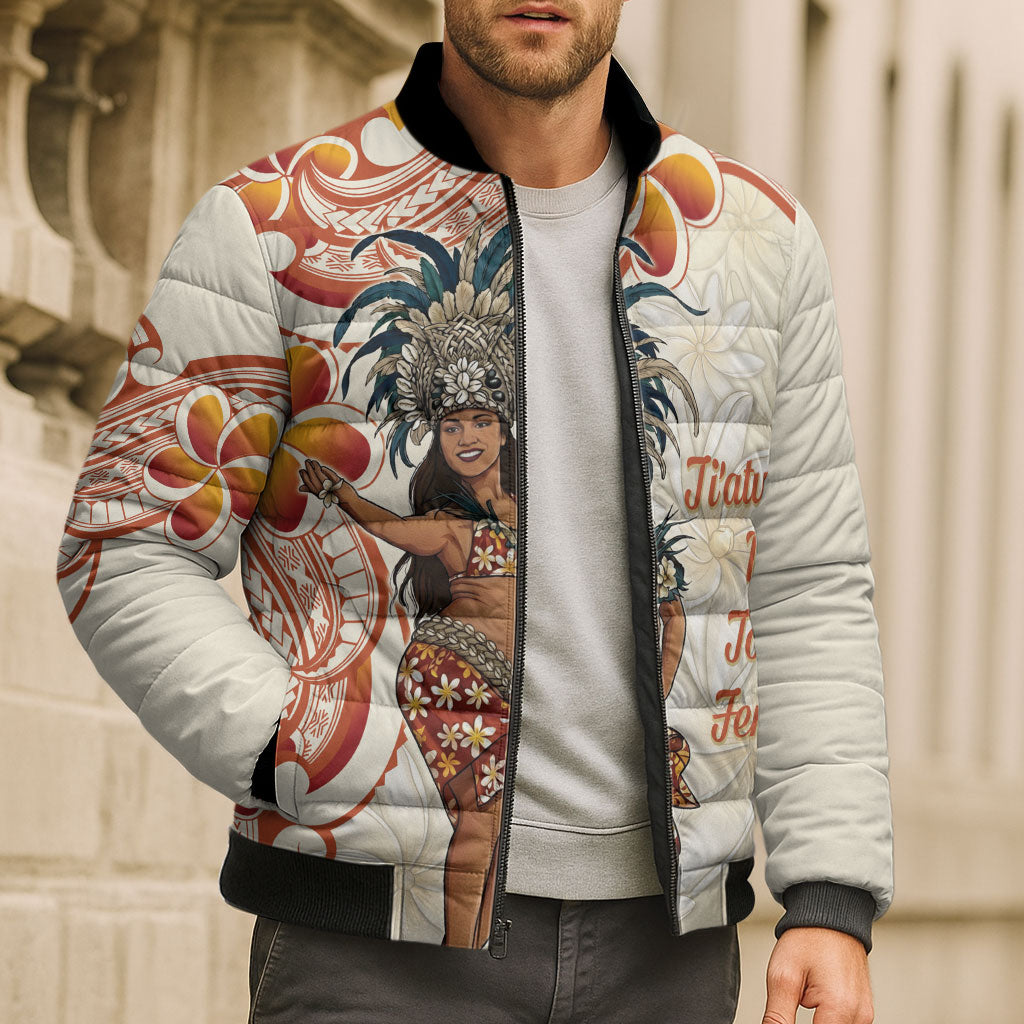 Heiva i Tahiti Bomber Puffer Jacket Ori Tahitian Dance Tiare Maori