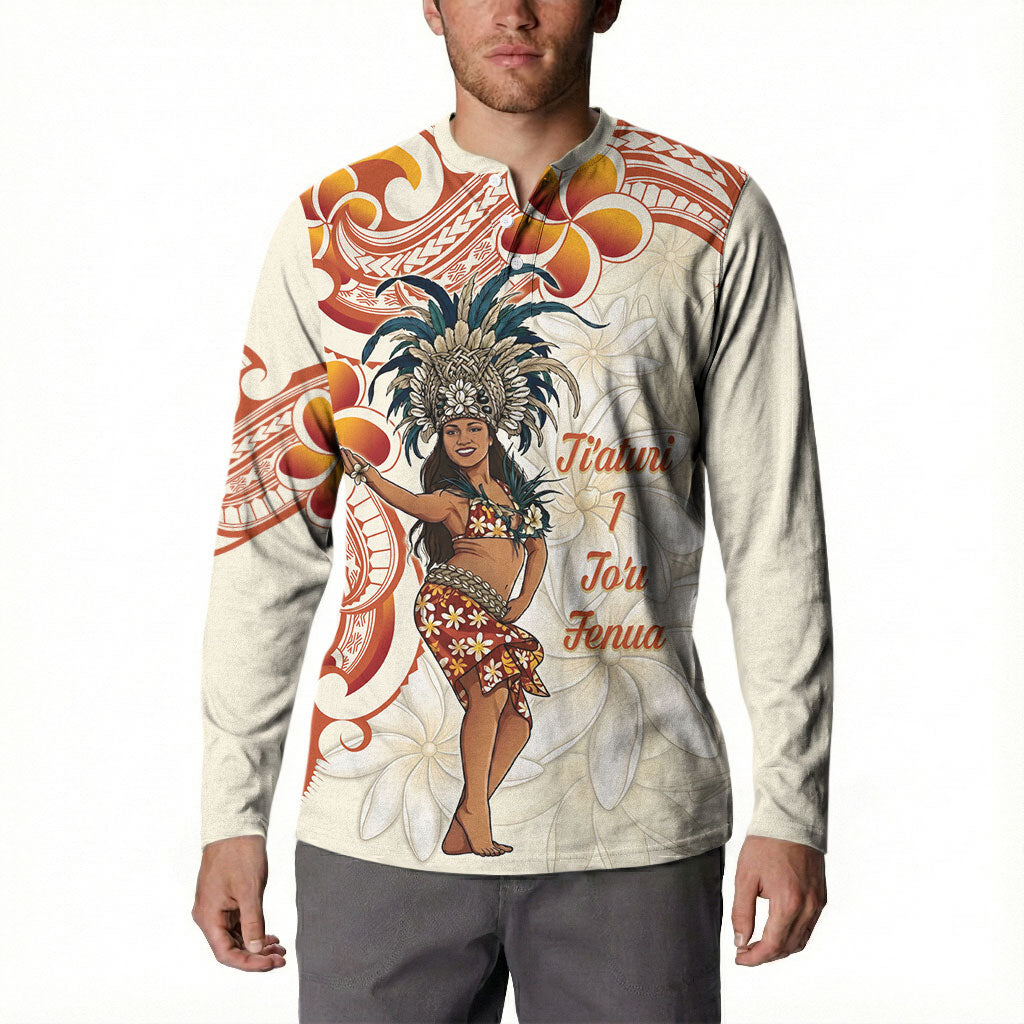Heiva i Tahiti Button Sweatshirt Ori Tahitian Dance Tiare Maori