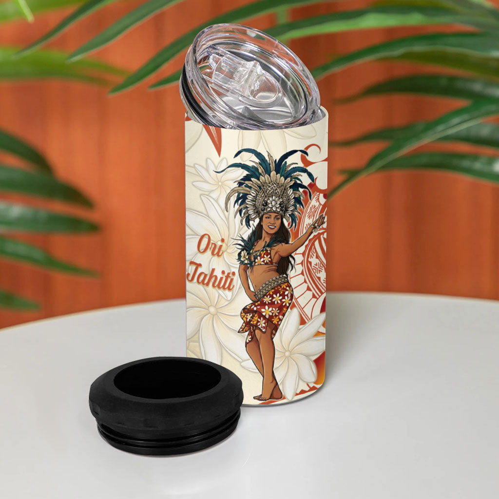 Heiva i Tahiti 4 in 1 Can Cooler Tumbler Ori Tahitian Dance Tiare Maori