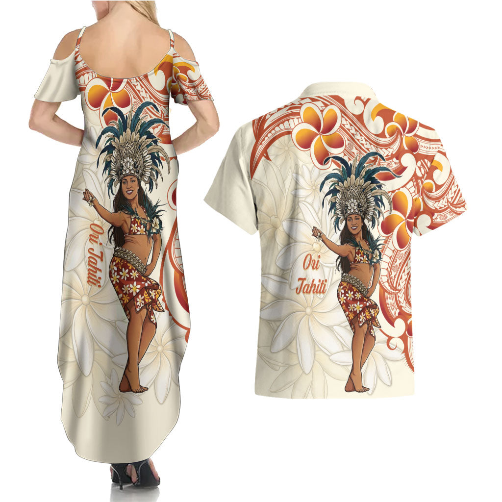 Heiva i Tahiti Couples Matching Summer Maxi Dress and Hawaiian Shirt Ori Tahitian Dance Tiare Maori LT14 - Polynesian Pride