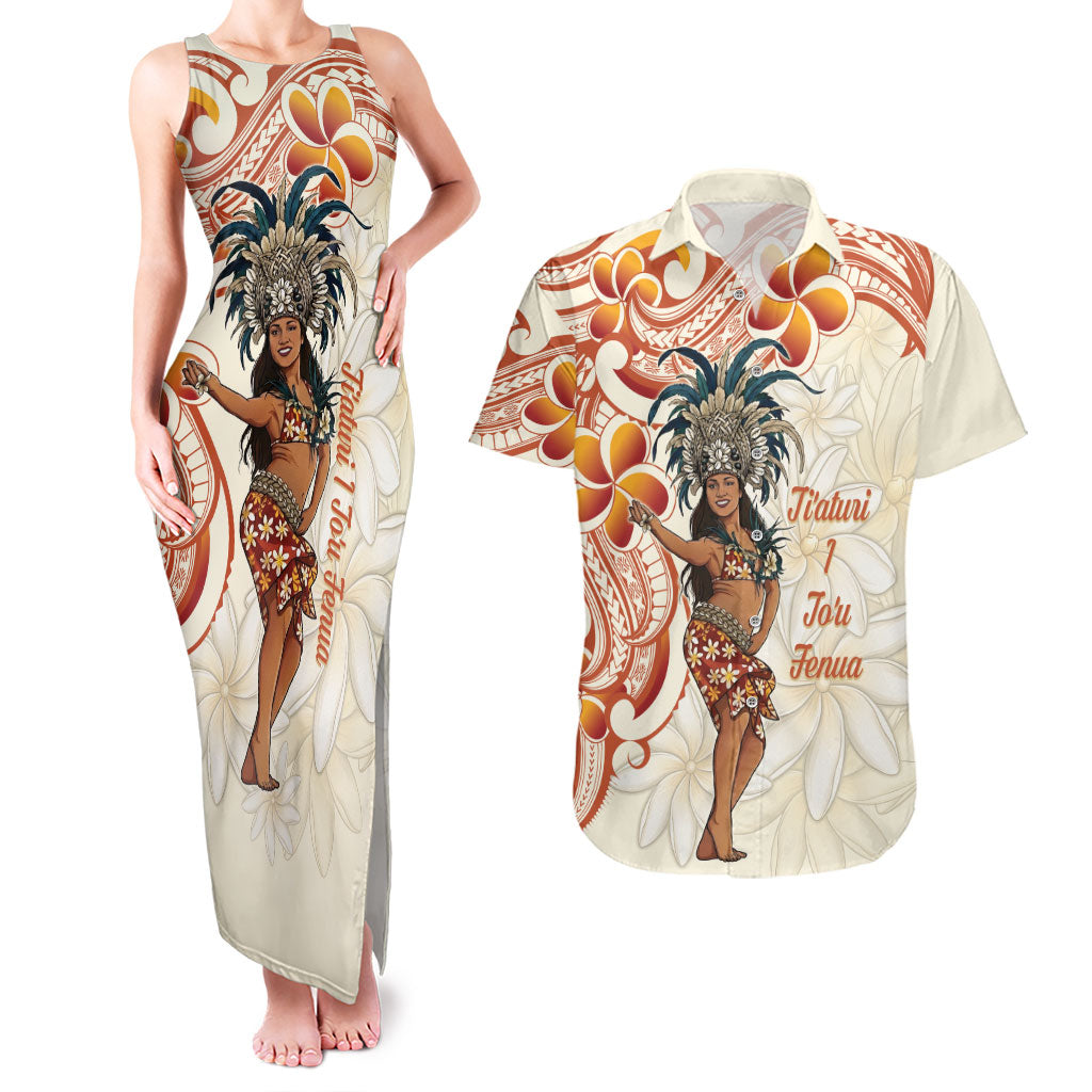 Heiva i Tahiti Couples Matching Tank Maxi Dress and Hawaiian Shirt Ori Tahitian Dance Tiare Maori