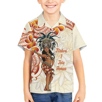 Heiva i Tahiti Family Matching Long Sleeve Bodycon Dress and Hawaiian Shirt Ori Tahitian Dance Tiare Maori LT14 Son's Shirt Beige - Polynesian Pride