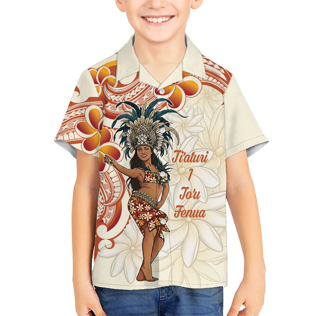 Heiva i Tahiti Family Matching Mermaid Dress and Hawaiian Shirt Ori Tahitian Dance Tiare Maori LT14 Son's Shirt Beige - Polynesian Pride