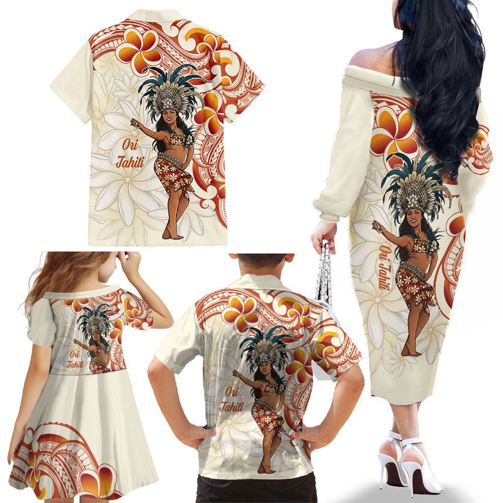Heiva i Tahiti Family Matching Off The Shoulder Long Sleeve Dress and Hawaiian Shirt Ori Tahitian Dance Tiare Maori LT14 - Polynesian Pride