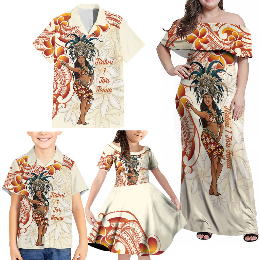 Heiva i Tahiti Family Matching Off Shoulder Maxi Dress and Hawaiian Shirt Ori Tahitian Dance Tiare Maori LT14 - Polynesian Pride