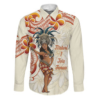 Heiva i Tahiti Family Matching Short Sleeve Bodycon Dress and Hawaiian Shirt Ori Tahitian Dance Tiare Maori LT14 Dad's Shirt - Long Sleeve Beige - Polynesian Pride