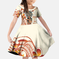 Heiva i Tahiti Family Matching Tank Maxi Dress and Hawaiian Shirt Ori Tahitian Dance Tiare Maori LT14 Daughter's Dress Beige - Polynesian Pride